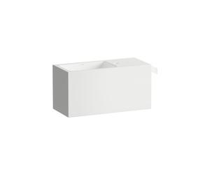 LAUFEN XPLORE.S Plan de toilette, rectangulaire, tablette à droite, 1 trou pour robinet, sans trop-plein, 600x268x300mm, blanc brillant, H585XS40001111