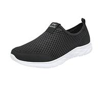 Laufschuhe Slip-On Mesh Atmungsaktiv Rutschfest Schwarz Sportschuhe Trainer Zum Joggen Sport Freizeitschuhe Walkingschuhe Gesundheitsschuhe Bequem Leichtgewichts Sneakers, blanc, 38 EU