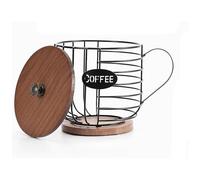 LAUGHERER Porte-dosettes de café rustique - Panier de rangement rond avec couvercle en bois pour comptoir de cuisine