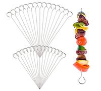 Laughhe 30Pcs Piques à Brochettes INOX Brochettes de Barbecue en Acier Inoxydable de 15 cm et 20cm Bâtons de Cocktail Brochettes de Viande de Légumes en Acier Inoxydable pour Barbecue Kebab