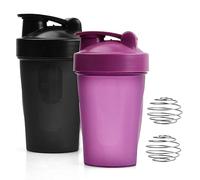 Laughhe Lot de 2 Shaker Protéine Bouteille Shaker Protéines de 400 ml avec Boules de Fouet en Métal Blender Bottle Classic Loop Bouteille d'Eau sans BPA (Violet +Noir)