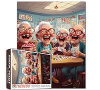 Laughing Old Man Jigsaw Puzzles pour Adultes 1000 Pièces Cartes à Jouer Bons Amis Puzzles Décoration Murale Happy Grandpa's Funny Puzzles, 50,8 x 68,1 cm Jeu Familial Challengings