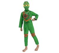 laughZuaia Costume de guerrier ninja pour garçons et enfants - Costume d'Halloween - Cosplay - Robe de fête - Jeux de rôle pour enfants (130, vert)