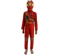 laughZuaia Ninja Costume de guerrier ninja pour garçons et enfants, pour Halloween, cosplay, fête, jeu de rôle (140, rouge)