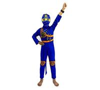 laughZuaia Ninja Costume de guerrier ninja pour garçons et enfants, pour Halloween, cosplay, fête, jeu de rôle (130, bleu)