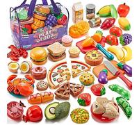 LAUGIGLE 78Pc Jouets à Découper avec Sac de Rangement, Accessoire Cuisine Enfant, Dinette Enfant Ustensile Cuisine Enfant, Jeu de rôle de Chef Kit Cuisine Enfant,Jouet Éducatif Éveil Montessori