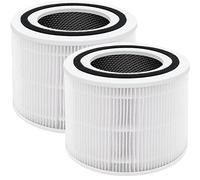 Laukowind Lot de 2 filtres de rechange Core 300, compatibles avec LEVOIT Core 300 et Core 300S, Core 300-RF, filtre HEPA véritable 3 en 1 à charbon actif haute efficacité, blanc