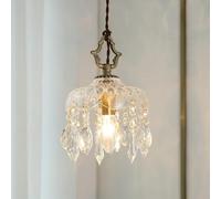LAUMZX Style européen en laiton restauration anciennes façons lustre en cristal goutte lumière couloir suspension luminaire soufflé à la main art verre plafonnier luminaire pour cuisine îlot salon cha