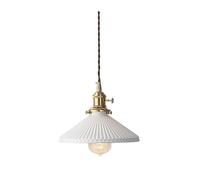 LAUMZX Suspension de style ferme moderne, hauteur réglable, avec abat-jour plissé en céramique, luminaire vintage à tête unique en laiton for îlot de cuisine, salle à manger, bar