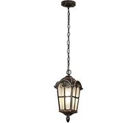 LAUMZX Suspension étanche pour intérieur et extérieur, lanterne vintage noire, cadre en aluminium et verre transparent, finition bronze, pour véranda, tonnelle, patio, jardin