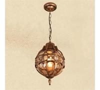 LAUMZX Suspension globe industrielle vintage, lampe suspendue en métal rustique avec abat-jour en verre ambré, lustre de ferme réglable for entrée, couloir, hall d'entrée(Brass,18cm)