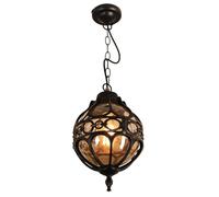 LAUMZX Suspension globe industrielle vintage, lampe suspendue en métal rustique avec abat-jour en verre ambré, lustre de ferme réglable for entrée, couloir, hall d'entrée(Dark,18cm)