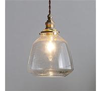 LAUMZX Suspension industrielle, finition laiton vintage, avec abat-jour en verre transparent grainé, luminaire de plafond à cordon réglable for îlot de cuisine et salle à manger(Clear)