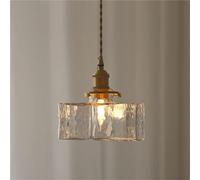 LAUMZX Suspension industrielle moderne, lampe suspendue vintage en laiton avec abat-jour en verre transparent ondulé unique, luminaire de plafond à cordon réglable for îlot de cuisine