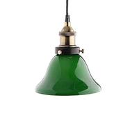 LAUMZX Suspension industrielle vintage en verre vert, finition laiton vieilli, luminaire suspendu réglable avec cordon de 100 cm, pour îlot de cuisine, bar, café, salle de billard, culot E27