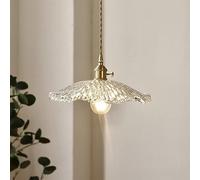 LAUMZX Suspension Vintage en Verre à Volants, Hauteur réglable, Style Ferme, avec Bordure festonnée, Finition Laiton, luminaire de Plafond pour îlot de Cuisine, Salle à Manger, entrée