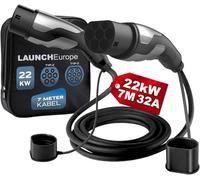 LAUNCH Câble Type 2 Rapide - 22kW / 32A / Triphasé / 7 mètres, Câble Recharge Voiture Electrique avec Sac, IP55 Étanche, Compatible avec Tesla, Golf et Tous Les BEV/PHEV
