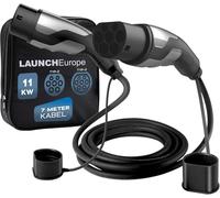 LAUNCH Câble de Recharge Type 2 to Type 2-11KW/16A/7M/Triphasé pour EV et PHEV,Câble de Chargeur Voiture Electrique Rapide avec Sac de Transport,Ignifugé UL94-V0,IEC 62196-2,IP55 Étanche