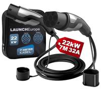 LAUNCH Câble Type 2 Rapide - 22kW / 32A / Triphasé / 7 mètres, Câble Recharge Voiture Electrique avec Sac, IP55 Étanche, Compatible avec Tesla, Golf et Tous Les BEV/PHEV