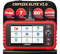 LAUNCH CRP123X V2.0 Elite Valise Diagnostic Auto, 4 Systèmes - ABS SRS Transmission Moteur Diagnostic Voiture Multimarque, FCA SGW, 7 Réinitialisation, Test Batterie, Auto VIN, Mise à jour gratuite