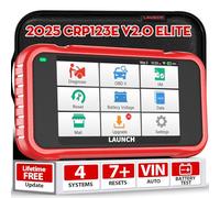 Launch Valise Diagnostic Auto CRP123E V2.0 obd2 Diagnostic français 4 Système(Moteur ABS SRS at) Diagnostic Voiture 7 Réinitialisations(Huile/EPB/SAS/BMS/accélérateur/DPF Réinitialisation Purge ABS