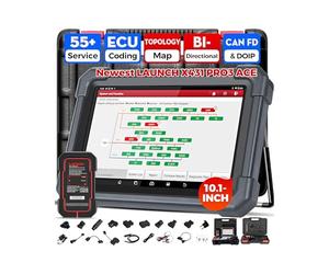 LAUNCH X431 PRO3 ACE Valise Diagnostic Auto O/E Codes ECU & Bi-directionnel | OBD2 Diagnostic Français pour Système Complet avec 55+ Reset Servic, Carte Topologiqu, Can FD/DoIP, Boîtier Adaptateur OBD1