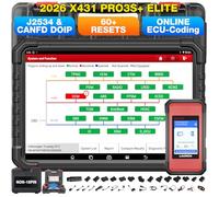 LAUNCH X431 PRO3S+ Elite Valise Diagnostic Auto SmartlinkC2.0 avec CANFD/DOIP/J2534 Bi-directionnel Topologie OE, Diagnostic Voiture avec 60+ Réinitialisation Codage de l'ECU AutoAuth FCA Guide V.A.G