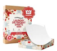 LAUNDREAM by SARROSI Feuilles de détergent à lessive Rose Garden - 60 brassées | Respectueux de l'environnement et non bio | Biodégradables, hypoallergéniques, non toxiques et sans plastique | Formule