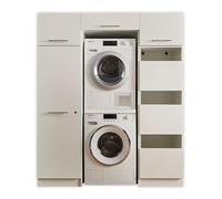 Laundreezy Armoire machine à laver sèche-linge, 2 placards, blanche, 167,5 x 200 x 67,5 cm