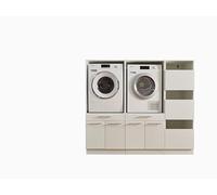 Laundreezy Armoire Multifonction, Blanche, pour Machine à Laver, certifiée TÜV avec Beaucoup d'espace de Rangement, Bois d'ingénierie, Blanc, Kombi 9