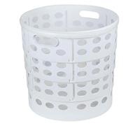 Laundry Basket avec Boucles de Fixation, Paniers à Linge avec Poignées Allongées, Panier a Linge Plastique Creux pour Salle de Bain et Chambre à Coucher(White)
