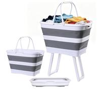 Laundry Basket - Foldable Laundry Hamper | 26L Elevated Organizer | Waterproof with Drain, Space Saving Elevated Legs, for Home Bathroom Bedroom Kitchen Camping Toy Snack Food Fruit Vegetable