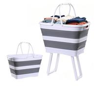 Laundry Basket Hamper - Foldable Storage Bin, Elevated Clothes Organizer Structure, Portable Storage Basket Use, Home Utility Container Function, Multi Purpose Hamper Bedroom Bathroom Kitchen Camping