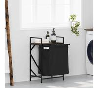 vidaXL Panier à linge 1 compartiment avec étagère en chêne fumé 859072