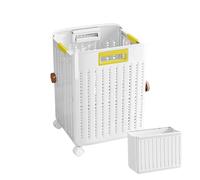 Laundry Bins Cart For Room, Laundry Bin Clothes Basket With Wheels, Space Saving Basket With Wheels, Folding Clothes Storage Organizer Bin For Corner Home Bathroom Bedroom Narrow Room Dorm