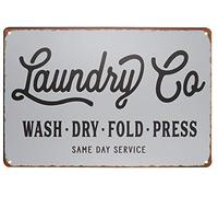 Laundry Co. Panneau mural vintage en métal vieilli pour buanderie 20,3 x 30,5 cm