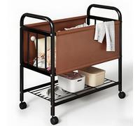Laundry Hamper à 2 Niveaux avec Etagère à Chaussures, Panier a Linge Roulette, Banette a Linge avec Poignées Lisses pour Chambre à Coucher, Vêtements, Jouets, Chaussures(Brown,78*33*40cm/31*13*16in)