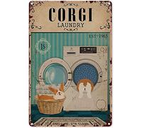 Laundry Roomign Corgi Dog and Laundry Decor Tin Aluminium Metal For Door Laundry Room Home Farmhouse Vintage Decor Poster Wall Art Decor Poster Metal Sign Poster 20,3 x 30,5 cm