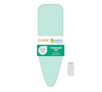LaundrySpecialist Classic Housse de table à repasser - 2 couches avec mousse de 3 mm - 100 % coton BCI - Perméable à la vapeur - Fermeture à cordon - Convient jusqu'à 42 × 124 cm - Vert menthe