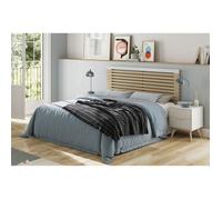 LAUPELL - Pack Lit 140x190cm + 2 Chevets 2 Tiroirs Pin Naturel et Blanc Scandinave