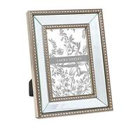Laura Ashley 4x6 Gold Mirror Bead Picture Frame, Classic Mirrored Frame with Beaded Border, Wall-Mountable, Made for Tabletop Display, Photo Gallery and Wall Art, (4x6, Gold)