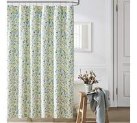 Laura Ashley Accueil - Rideau de Douche, décoration de Salle de Bain élégante en Coton, décoration d'intérieur Florale élégante (Bleu Nora, 183 x 183 cm)