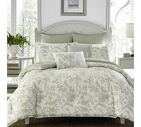 Laura Ashley Amberley Parure de lit en Coton, Couleur Sauge/Blanc cassé, lit jumeau