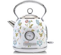 Laura Ashley Bouilloire Electrique Sans Fil Avec Imprimé Elveden Blanche-Bouilloire Vintage 1,7 Litre Avec 2,2 Kw Ébullition Rapid