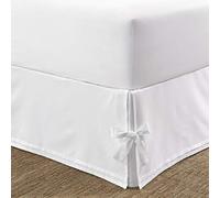 Laura Ashley Cache-sommier de Luxe de qualité hôtelière, Facile à Installer, Anti-Plis et résistant à la décoloration, Design élégant pour décoration d'intérieur, Satin 100% Coton, Blanc, très Grand