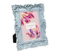 Laura Ashley Cadre photo décoratif en résine texturé fait à la main avec chevalet et crochet pour table et décoration murale, motif floral décoratif, galerie photos, art (10 x 15 cm, bleu poudré)