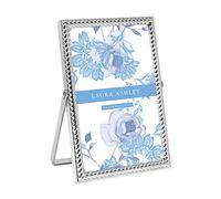 Laura Ashley Cadre photo en corde métallique argentée de 10,2 x 15,2 cm (vertical) avec support de chevalet coulissant, fabriqué pour table, comptoir, étagère et bureau