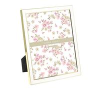 Laura Ashley Cadre photo en émail blanc - 20,3 x 25,4 cm - Bord en métal doré avec chevalet - Pour comptoir, comptoir, table, bibliothèque, bureau, décoration murale, galerie photos