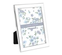 Laura Ashley Cadre photo en émail blanc, bord en métal argenté avec chevalet, pour comptoir, comptoir, table, bibliothèque, bureau, décoration murale, galerie photos 12,7 x 17,8 cm