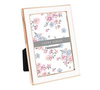 Laura Ashley Cadre photo en émail blanc, bord en métal or rose avec chevalet, pour comptoir, comptoir, table, bibliothèque, bureau, décoration murale, galerie photo